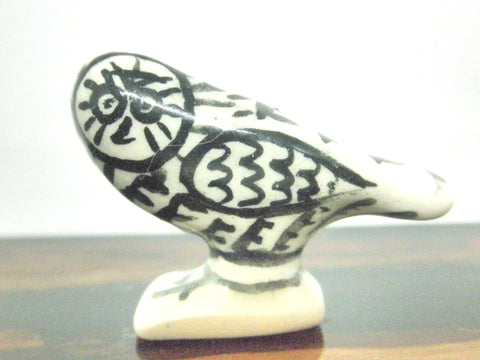 Miniature Picasso inspired ceramic sculpture -  owl C