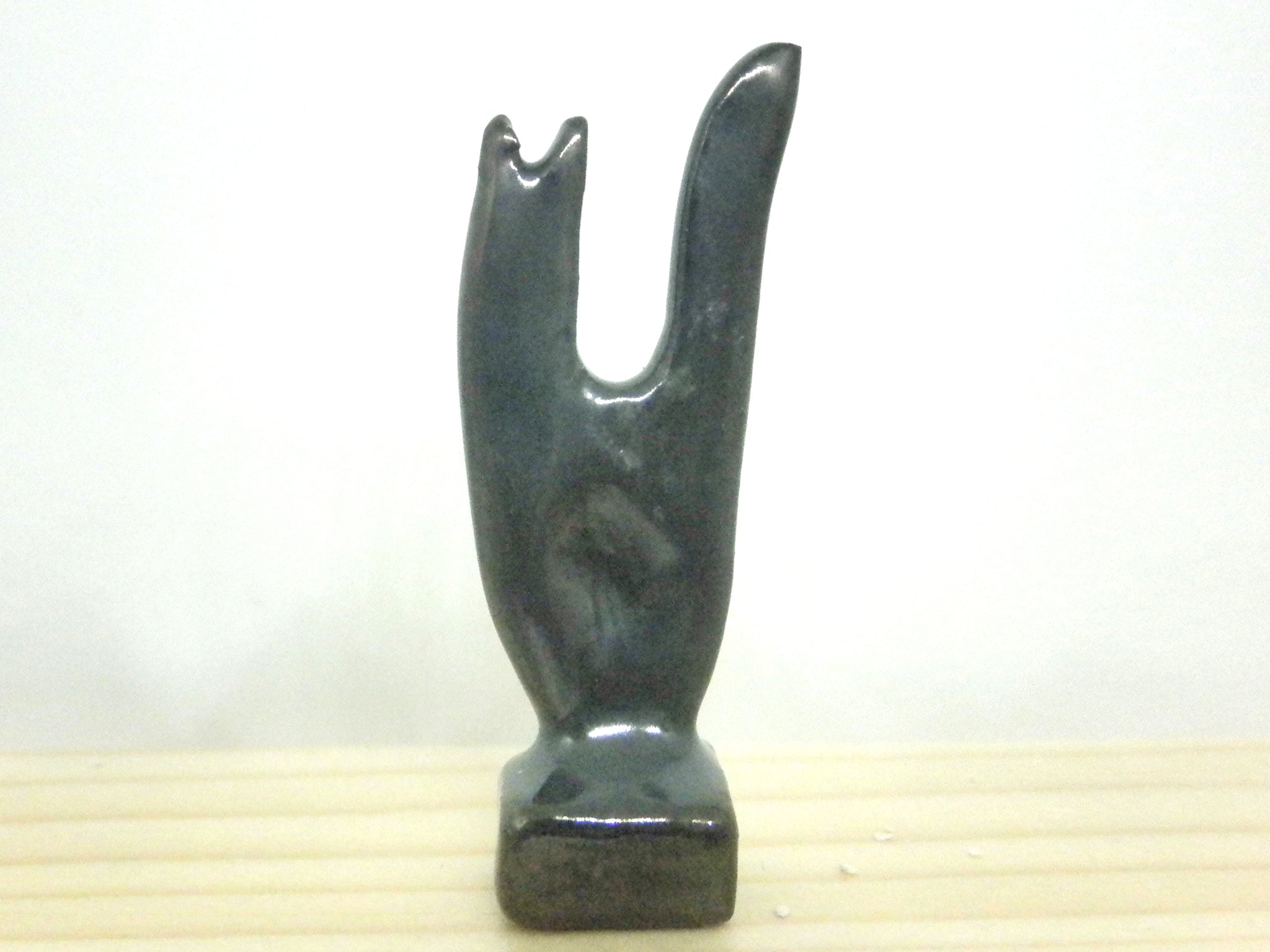 Miniature modern ceramic cat sculpture - black