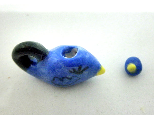 Dollhouse Miniature blue bird teapot