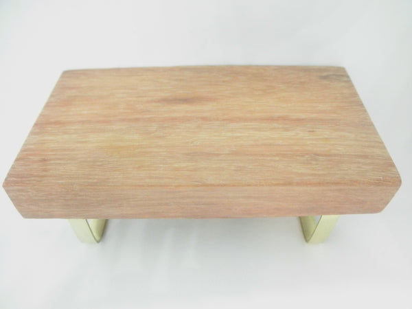 Miniature solid wood coffee table with brass