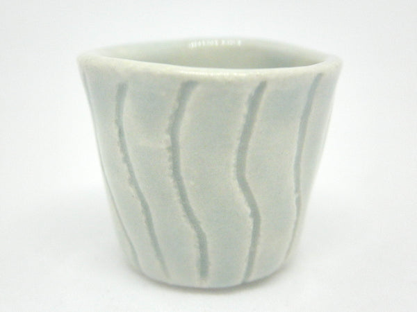 Miniature ceramic planter - Carved Celadon