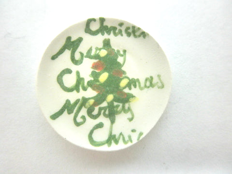 Miniature Christmas plate - Christmas tree Merry Christmas