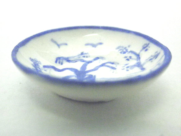 Blue and White Oriental Ceramic bowl - potted tree