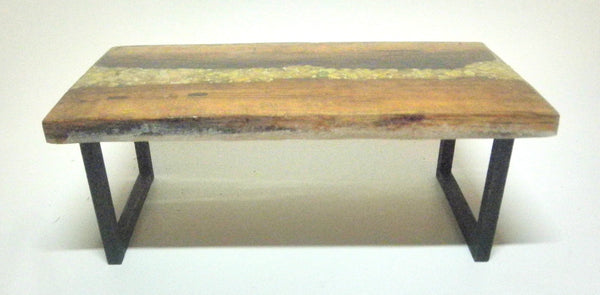 Miniature dining room table resin, stones and wood 1/12th - C