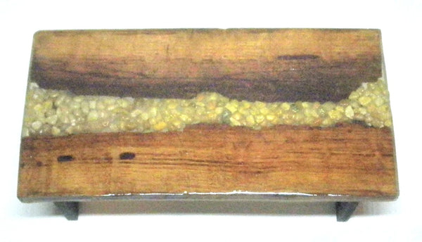 Miniature dining room table resin, stones and wood 1/12th - C