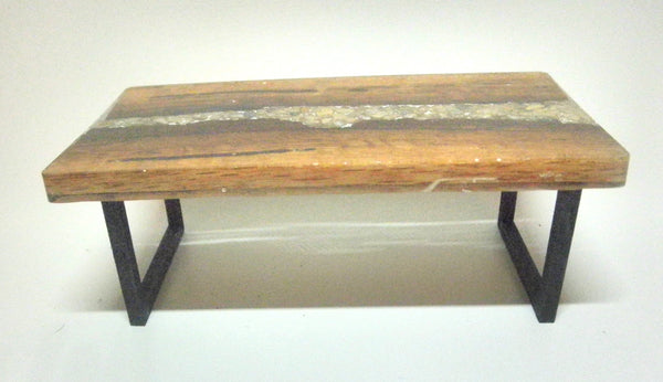 Miniature dining room table resin, stones and wood 1/12th - D