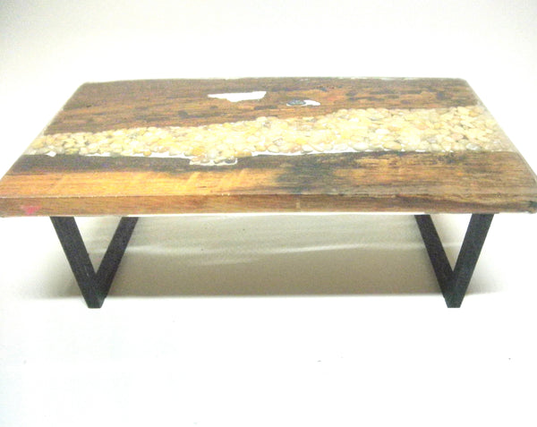 Miniature dining room table resin, stones and wood 1/12th - B