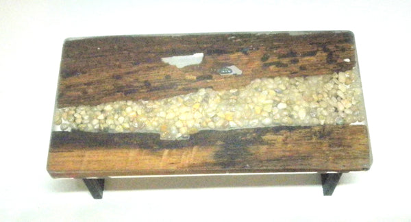 Miniature dining room table resin, stones and wood 1/12th - B