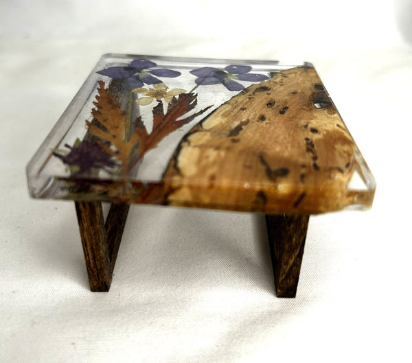 Miniature coffee table resin, wood and botanical 1/12th - A