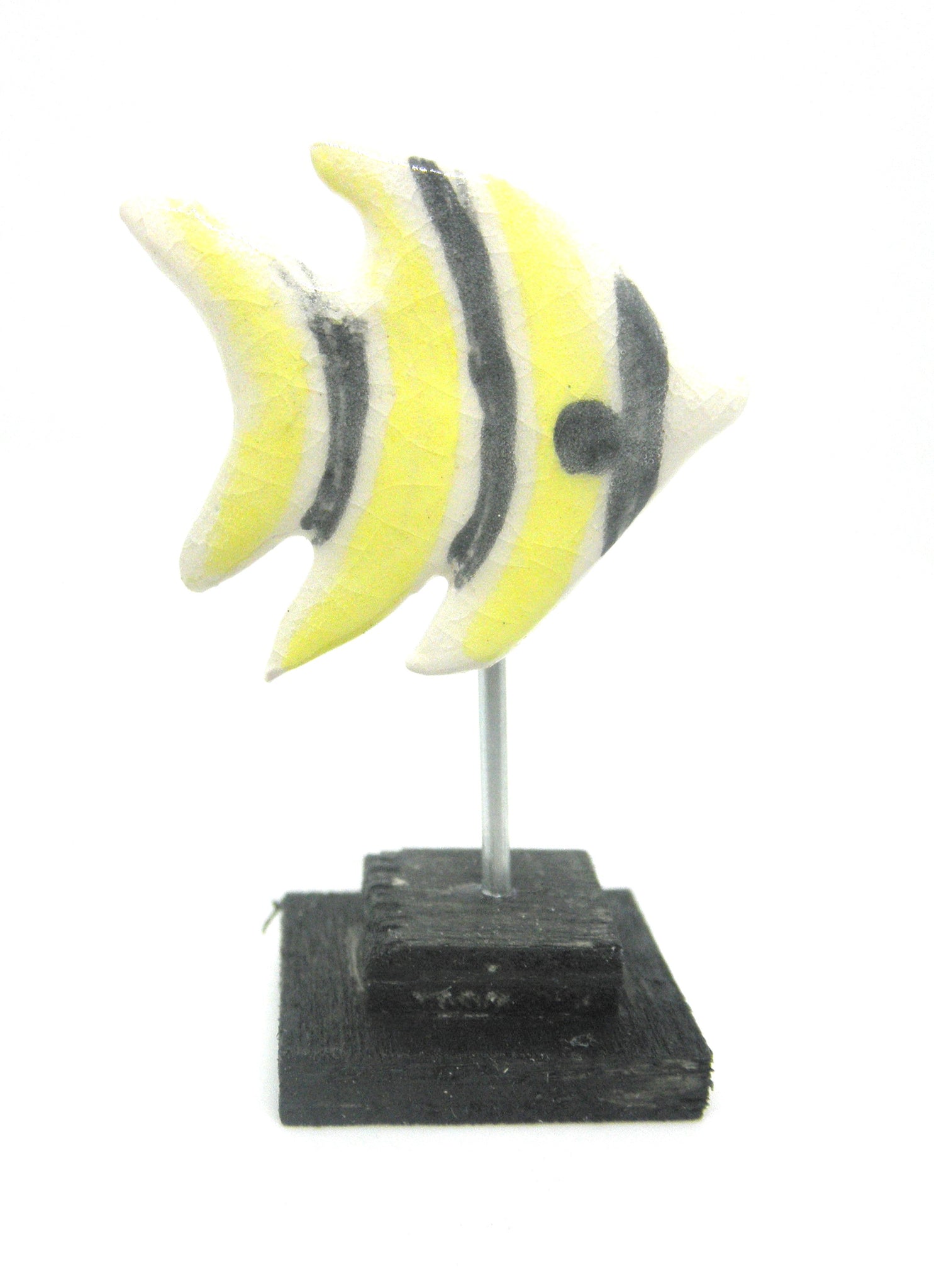 Miniature beach decor fish sculpture - striped yellow