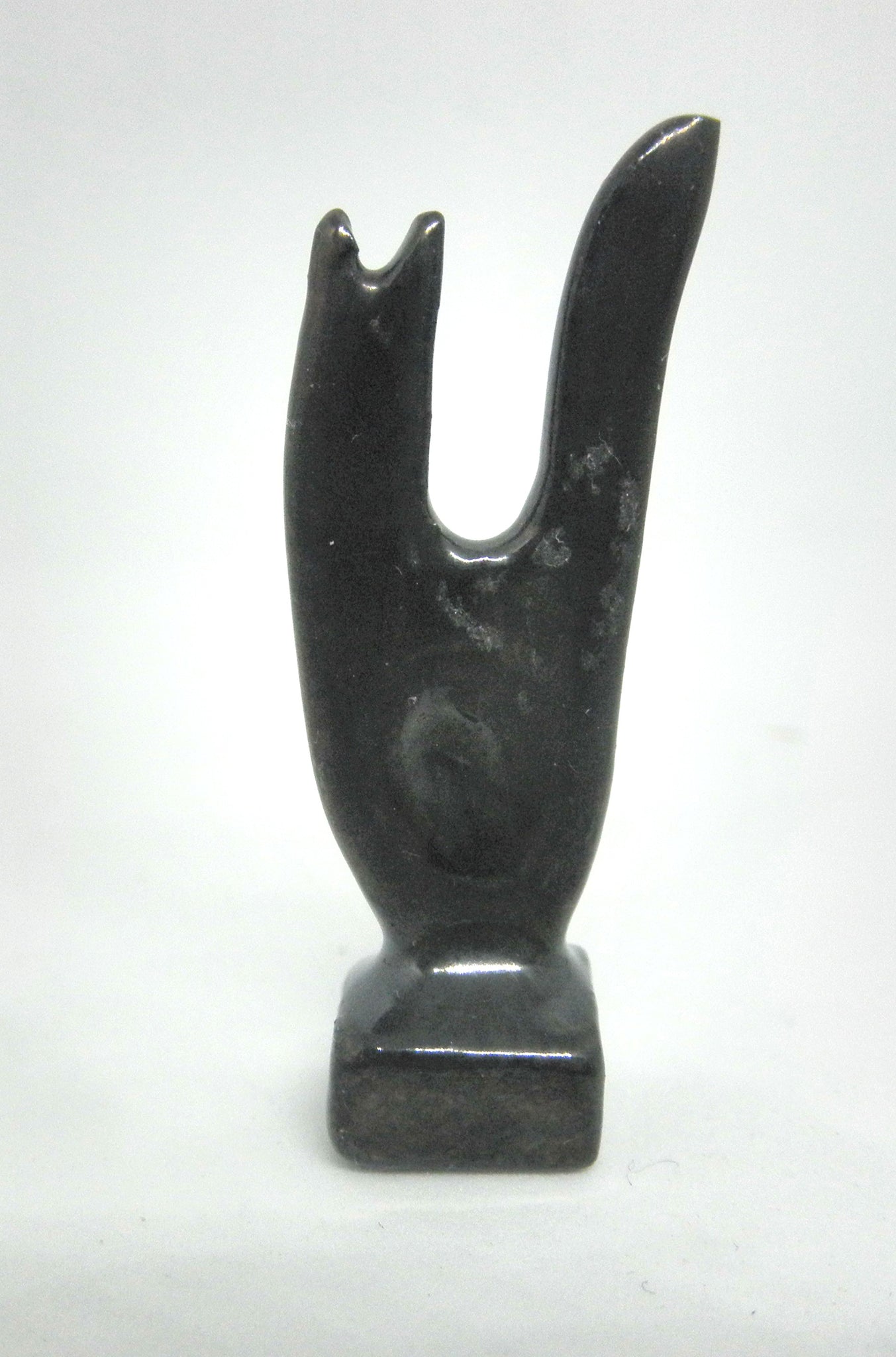 Miniature modern ceramic cat sculpture - black