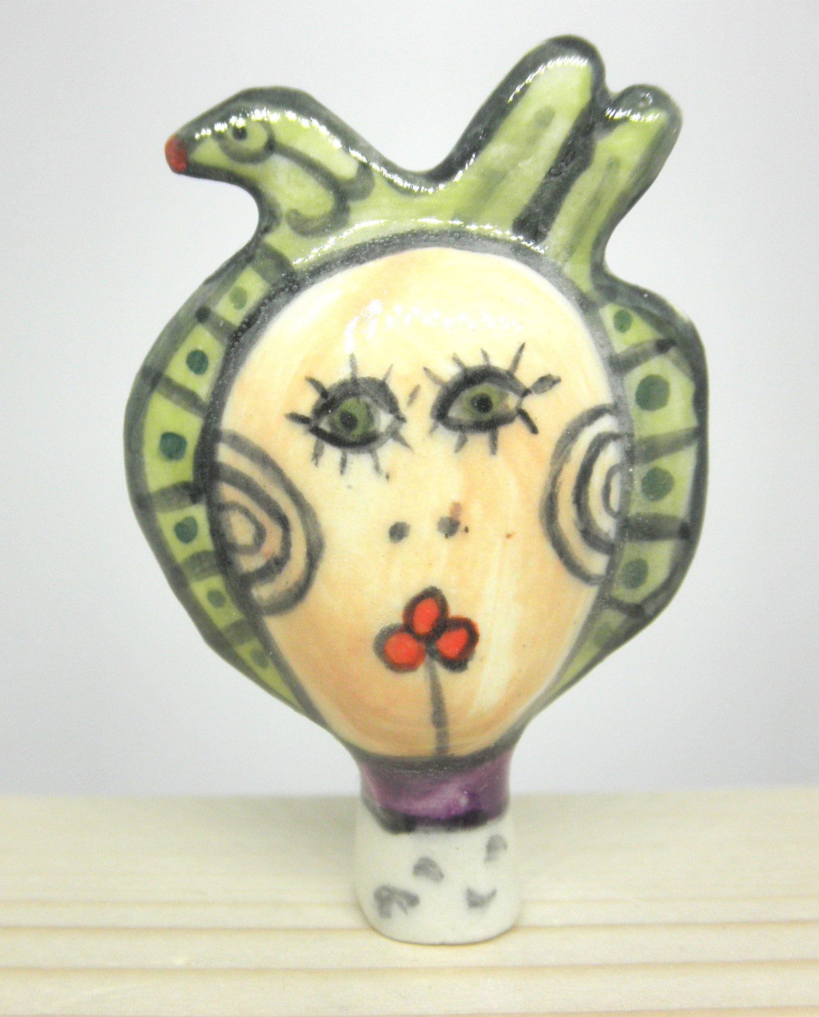 Miniature ceramic sculpture - Bird lady