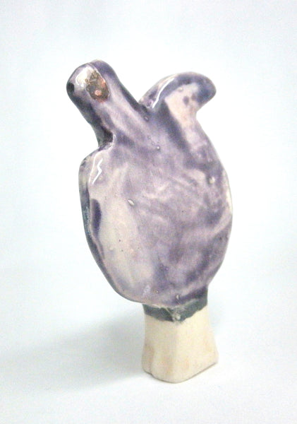 Miniature ceramic sculpture - Bird lady purple
