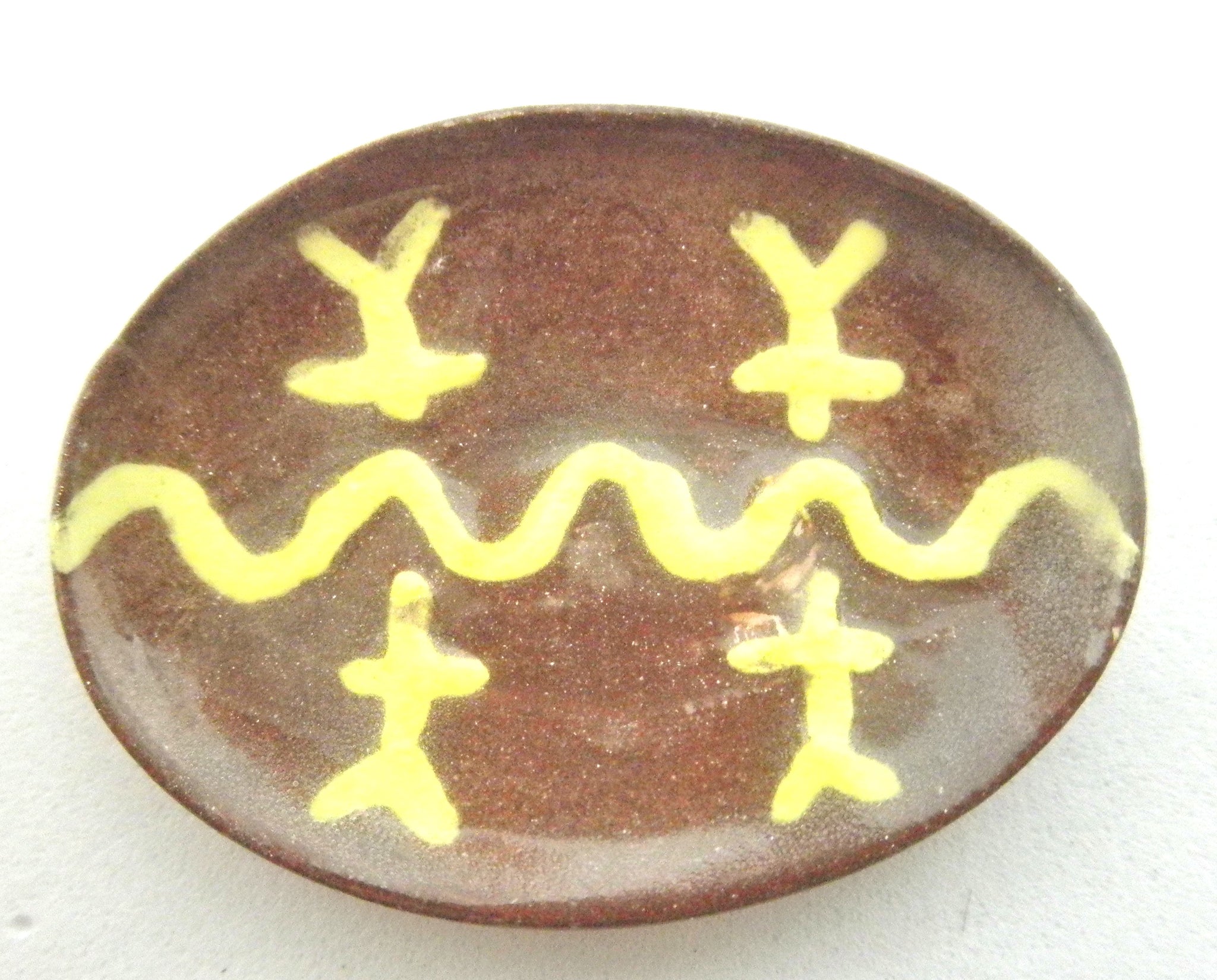 Miniature Pennsylvania slipware oblong dish - central wave sticks