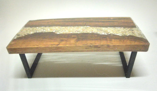 Miniature dining room table resin, stones and wood 1/12th -
