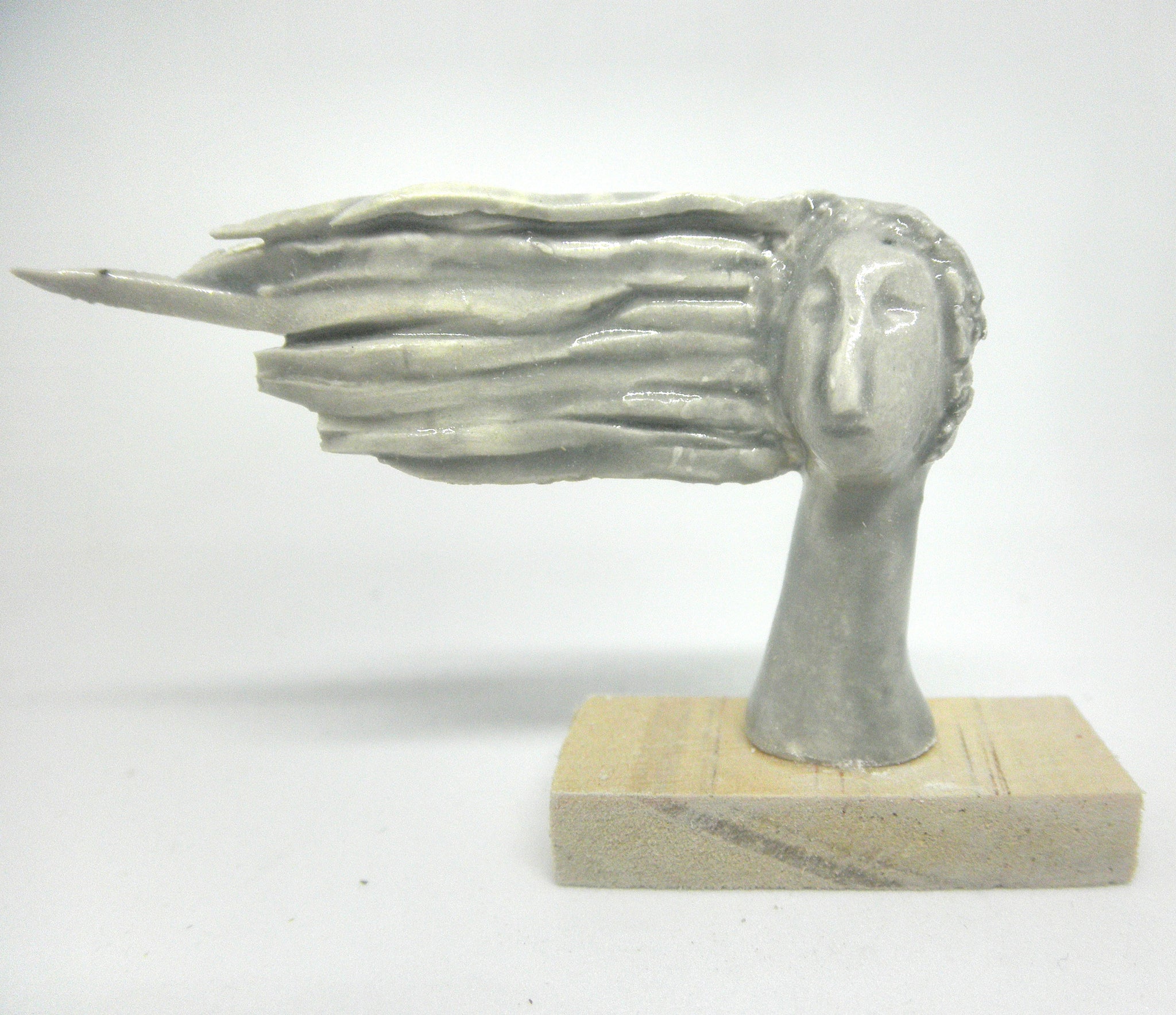 Miniature ceramic sculpture OOAK - Lady with wind-blown hair