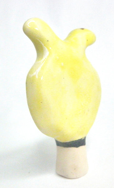 Miniature ceramic sculpture - Bird lady yellow