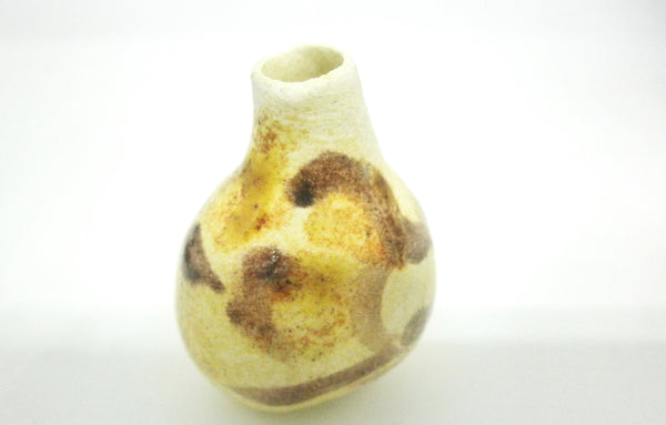 Dollhouse Miniature ceramic gourd shape vase - beige and brown