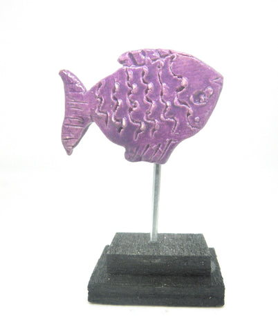 Miniature beach decor fish sculpture - purple