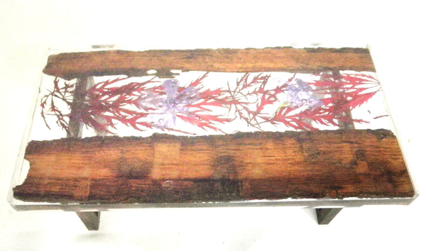 Miniature dining room table resin, wood and botanical 1/12th - F
