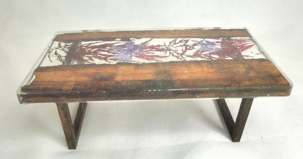 Miniature dining room table resin, wood and botanical 1/12th - F
