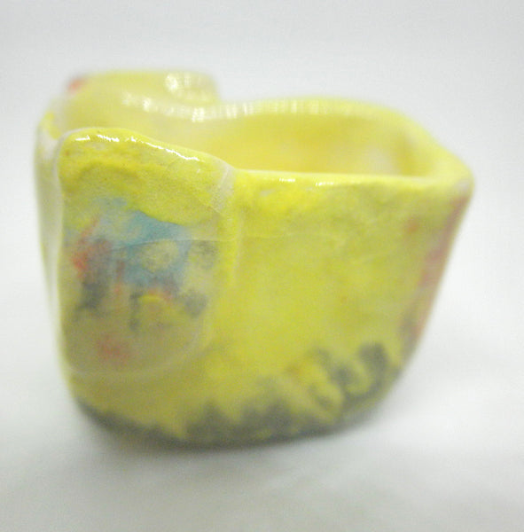 Miniature OOAK ceramic artistic vase yellow