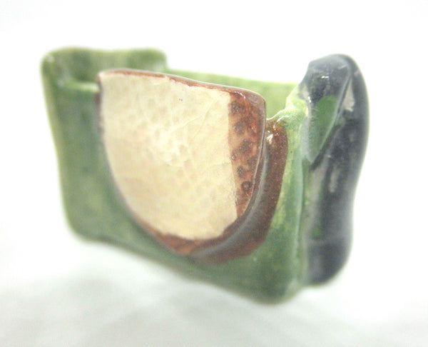 Miniature OOAK ceramic artistic vase green