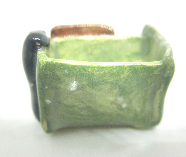 Miniature OOAK ceramic artistic vase green