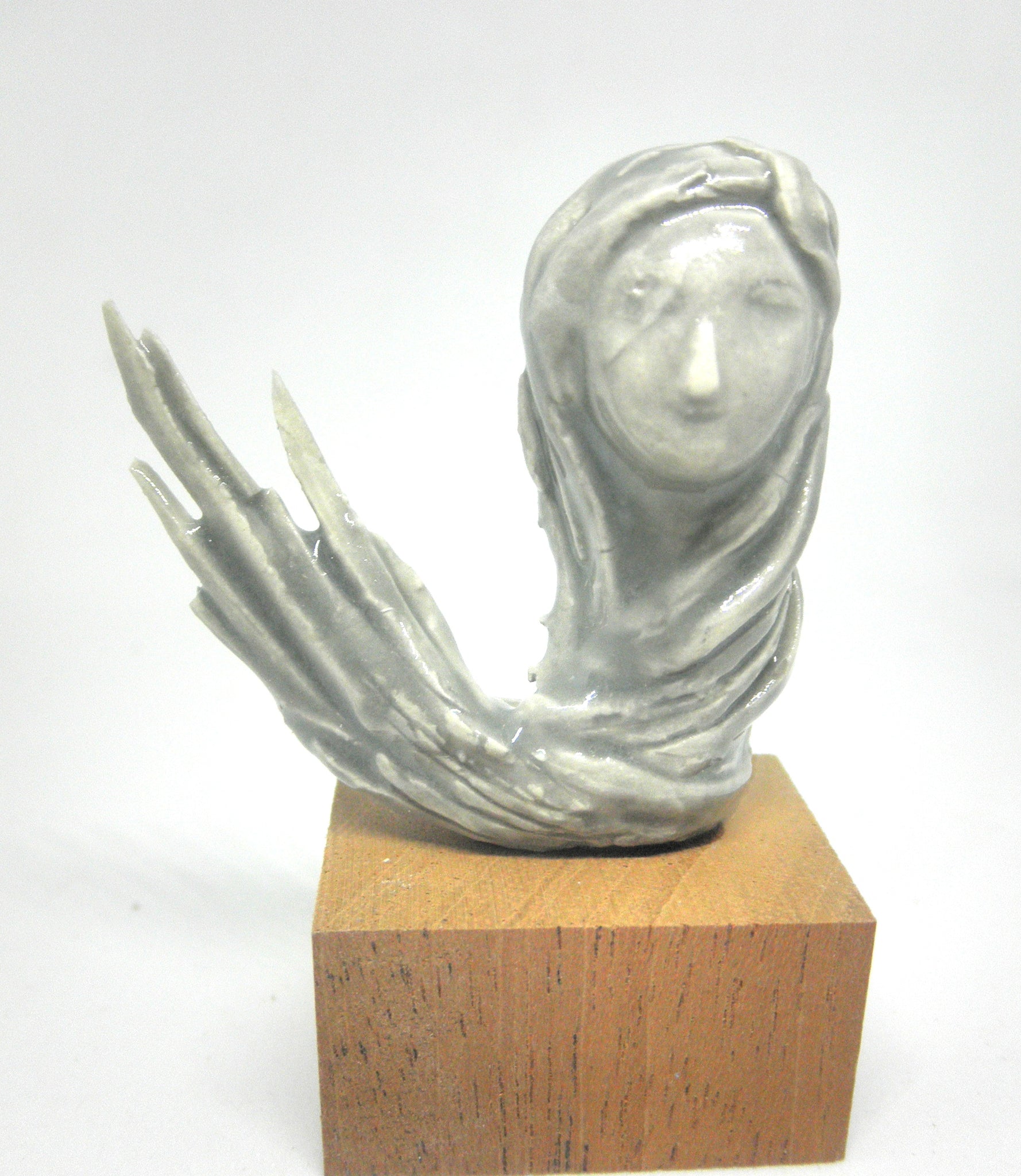 Miniature ceramic sculpture OOAK - Lady with sweeping hair