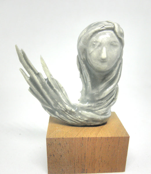 Miniature ceramic sculpture OOAK - Lady with sweeping hair