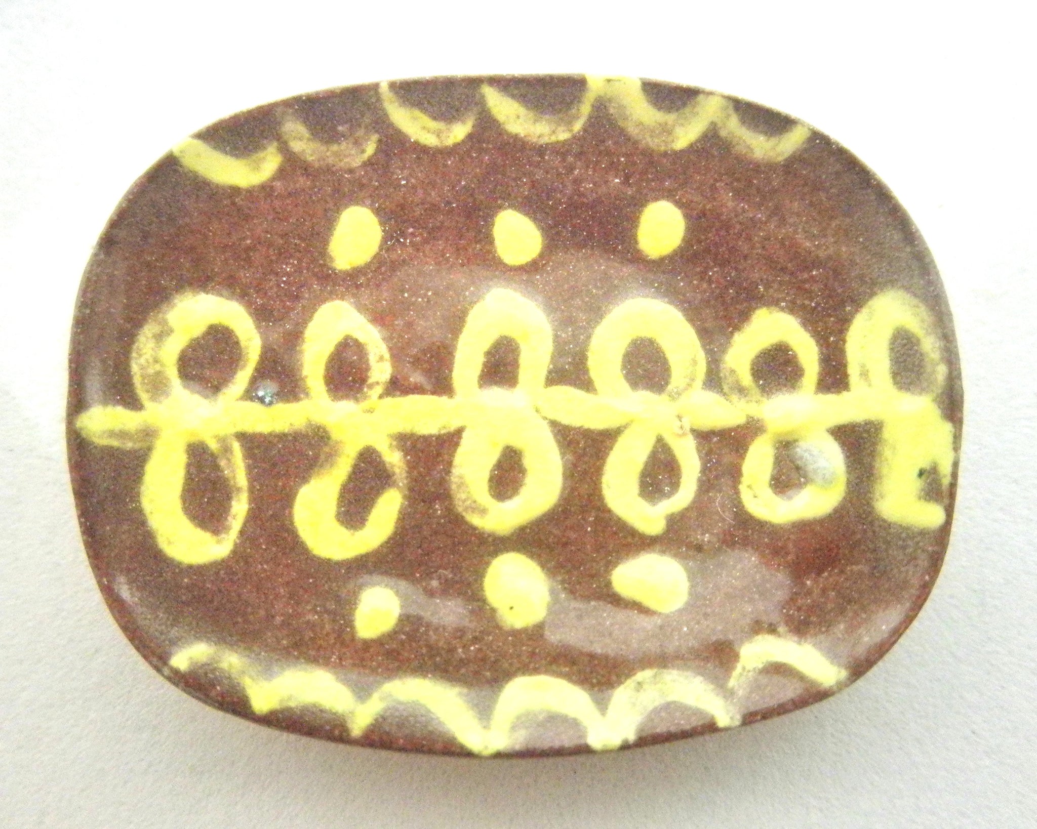 Miniature Pennsylvania slipware oblong dish - loops and dots