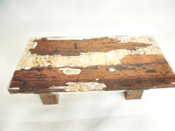 Miniature dining room table resin, stones and wood 1/12th - B