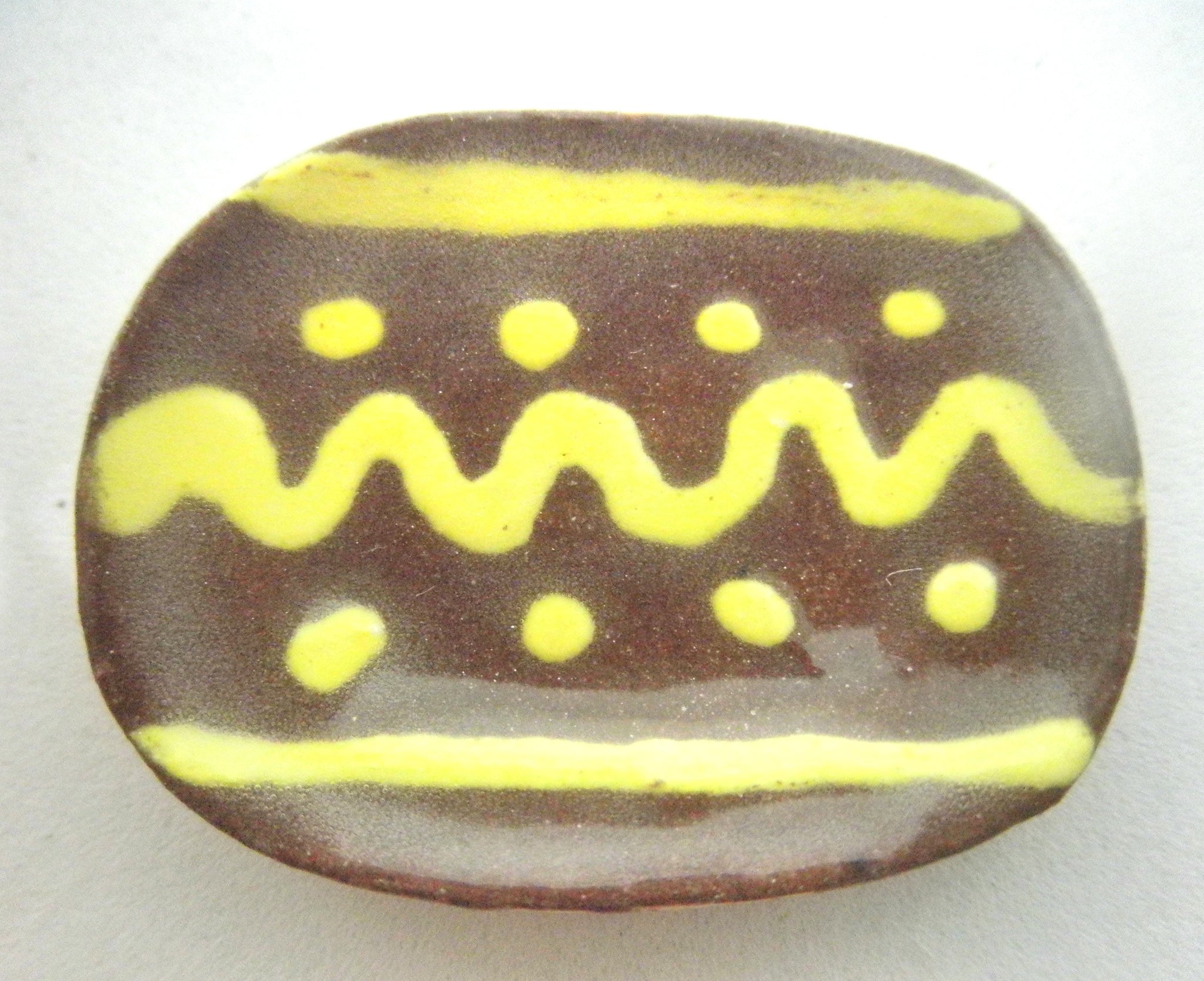 Miniature Pennsylvania slipware oblong dish - dots and central wave