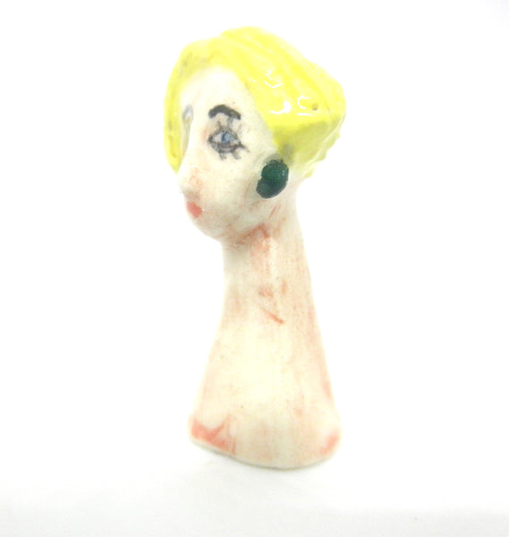 Miniature collector's art deco ceramic figurine woman with blond hair