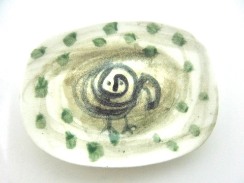 Miniature Picasso inspired ceramic plate -  owl