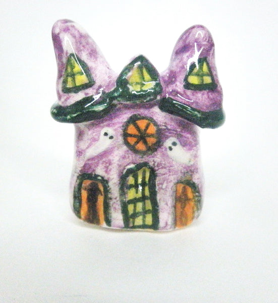Miniature Ceramic Halloween haunted house with towers