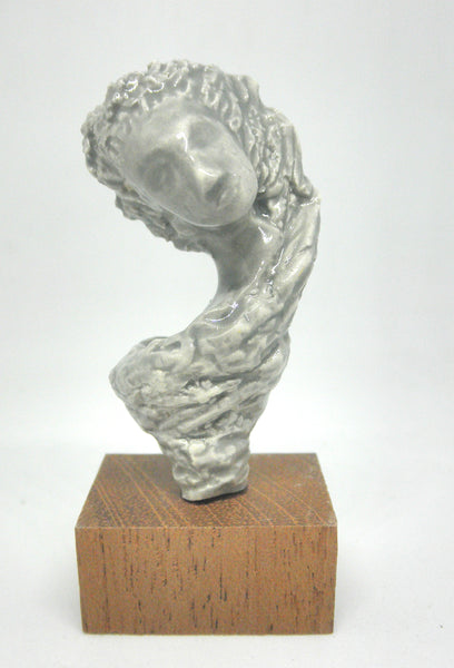 Miniature ceramic sculpture OOAK - Lady with long hair