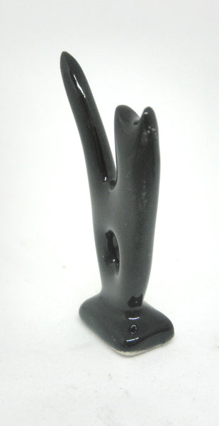 Miniature ceramic sculpture - cat black 1/12th