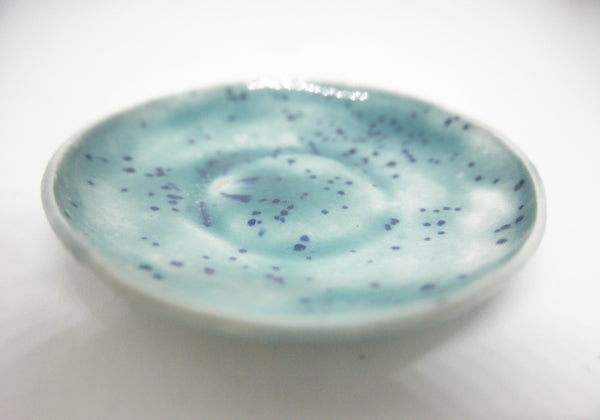 Miniature ceramic plate - speckled green