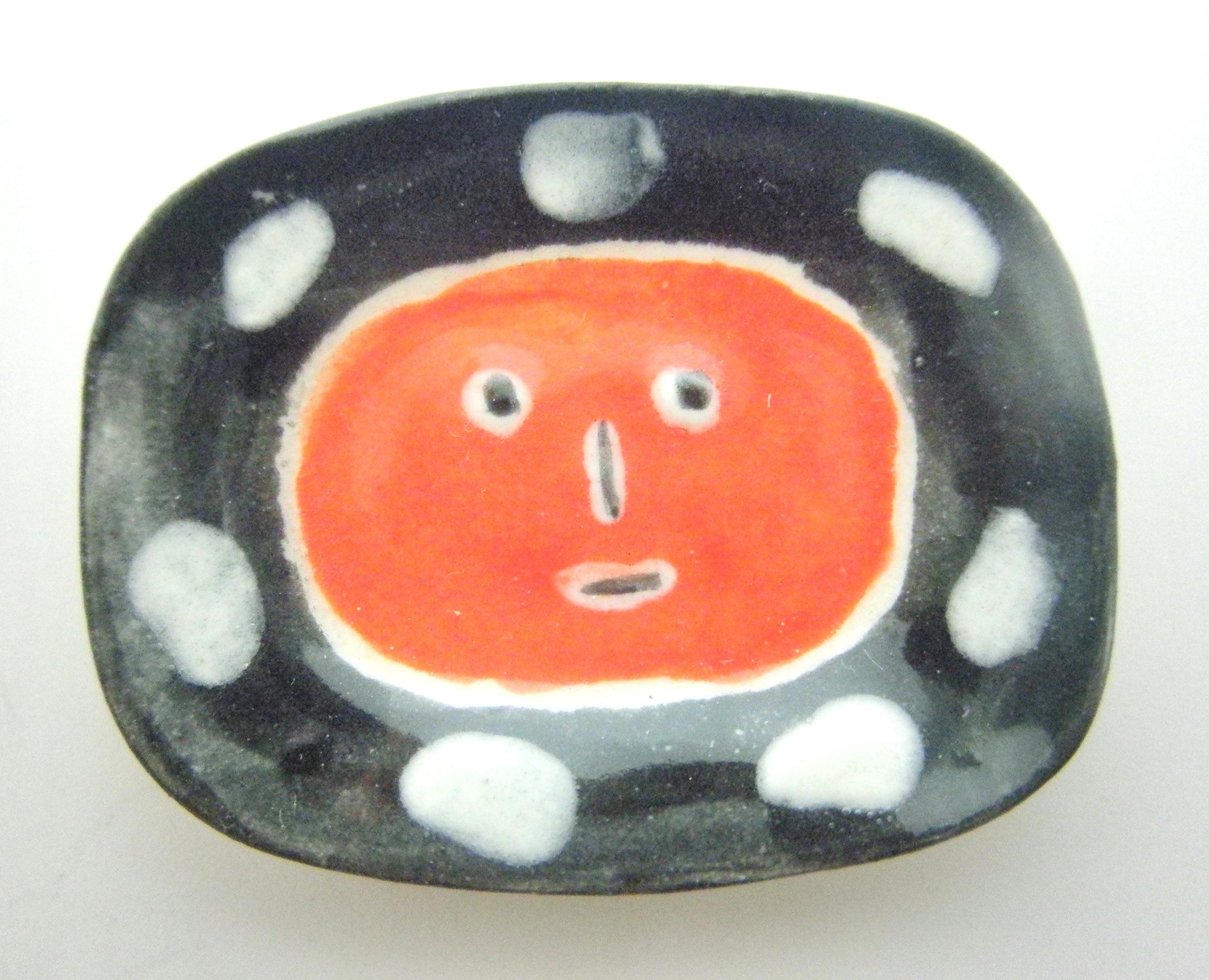 Miniature Picasso inspired ceramic plate -  red face