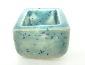 Miniature ceramic square planter - Speckled green