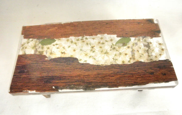 Miniature dining room table resin, wood and botanical 1/12th - E