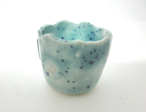 Miniature ceramic planter #1 - Speckled green