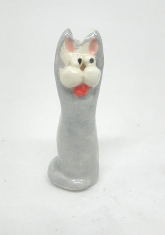 Miniature ceramic sculpture - cat grey #2
