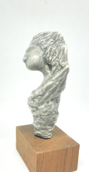 Miniature ceramic sculpture OOAK - Lady with long hair