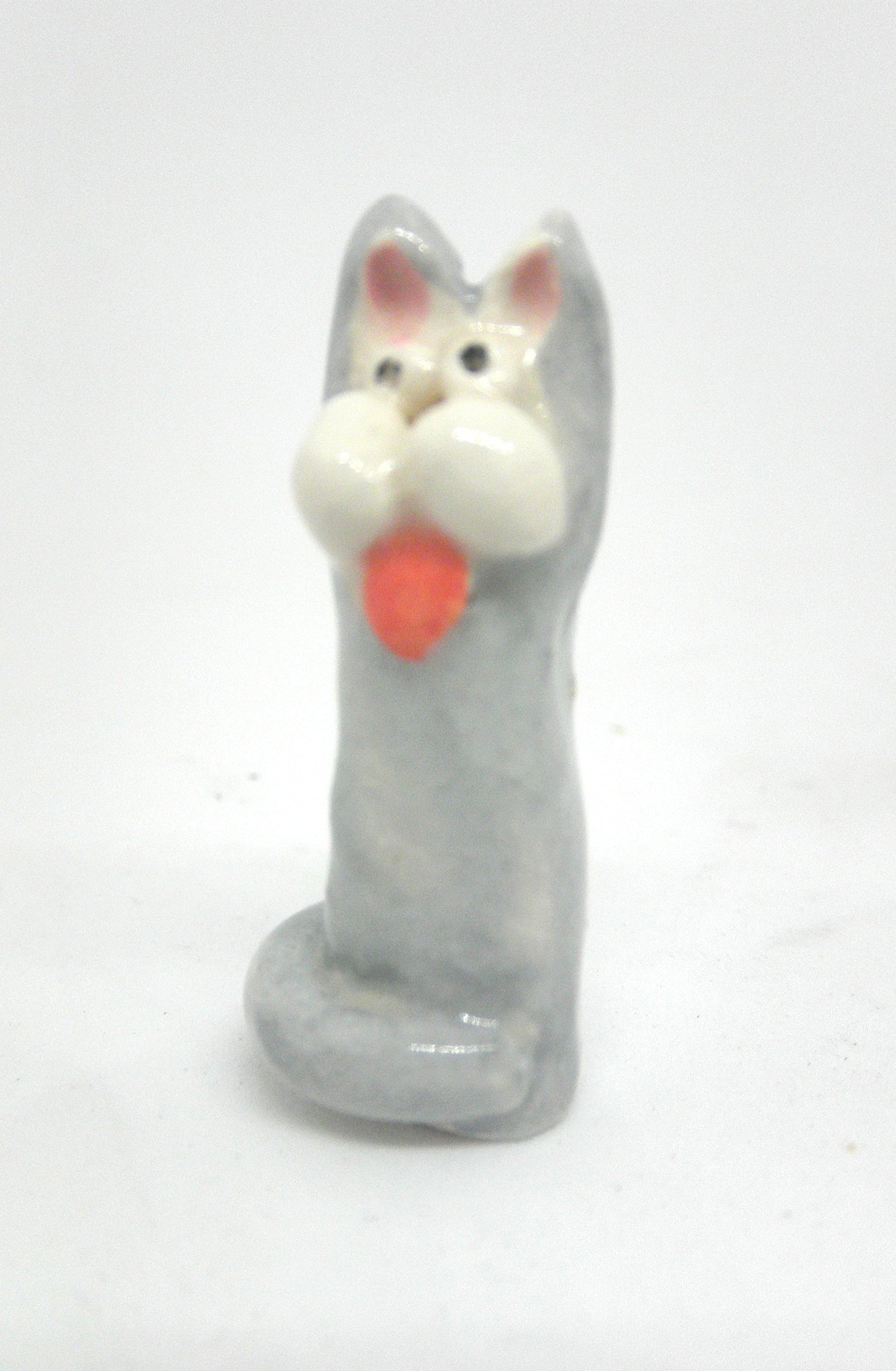 Miniature ceramic sculpture - cat grey #3