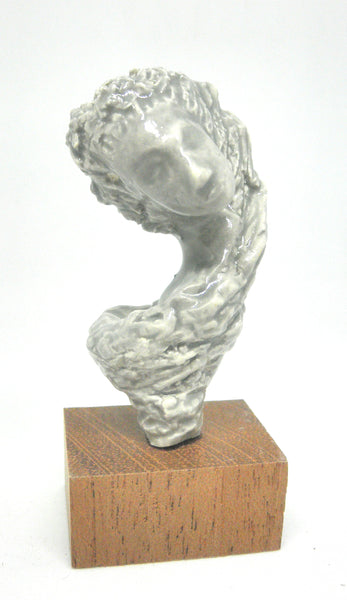 Miniature ceramic sculpture OOAK - Lady with long hair