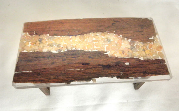 Miniature dining room table resin, stones and wood 1/12th - D