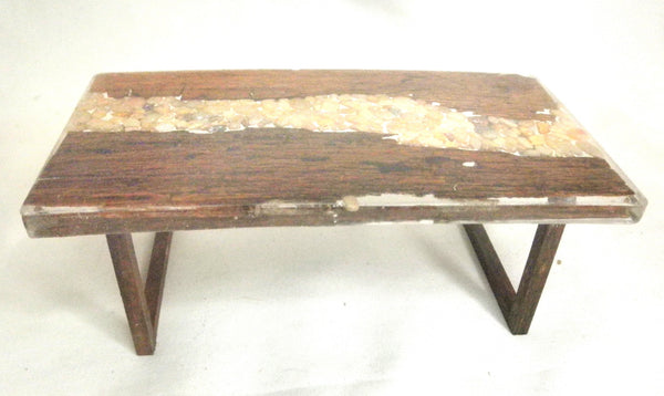 Miniature dining room table resin, stones and wood 1/12th - D