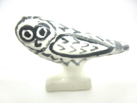 Miniature Picasso inspired ceramic sculpture -  owl H